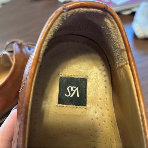 Saks Fifth Avenue Brown Leather Woven Lace-Up Oxford Shoes Italian Size 8M - Picture 6 of 7